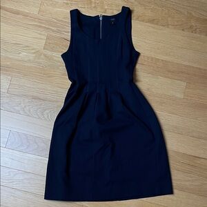 J. Crew Navy Sleeveless Midi Dress with Metal Zipper
